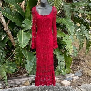 Cami  international  NYC bell sleeve crochet floral dress, and slip